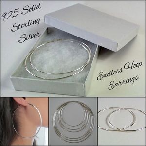 Solid 925 Real Sterling Silver Hoop Earrings